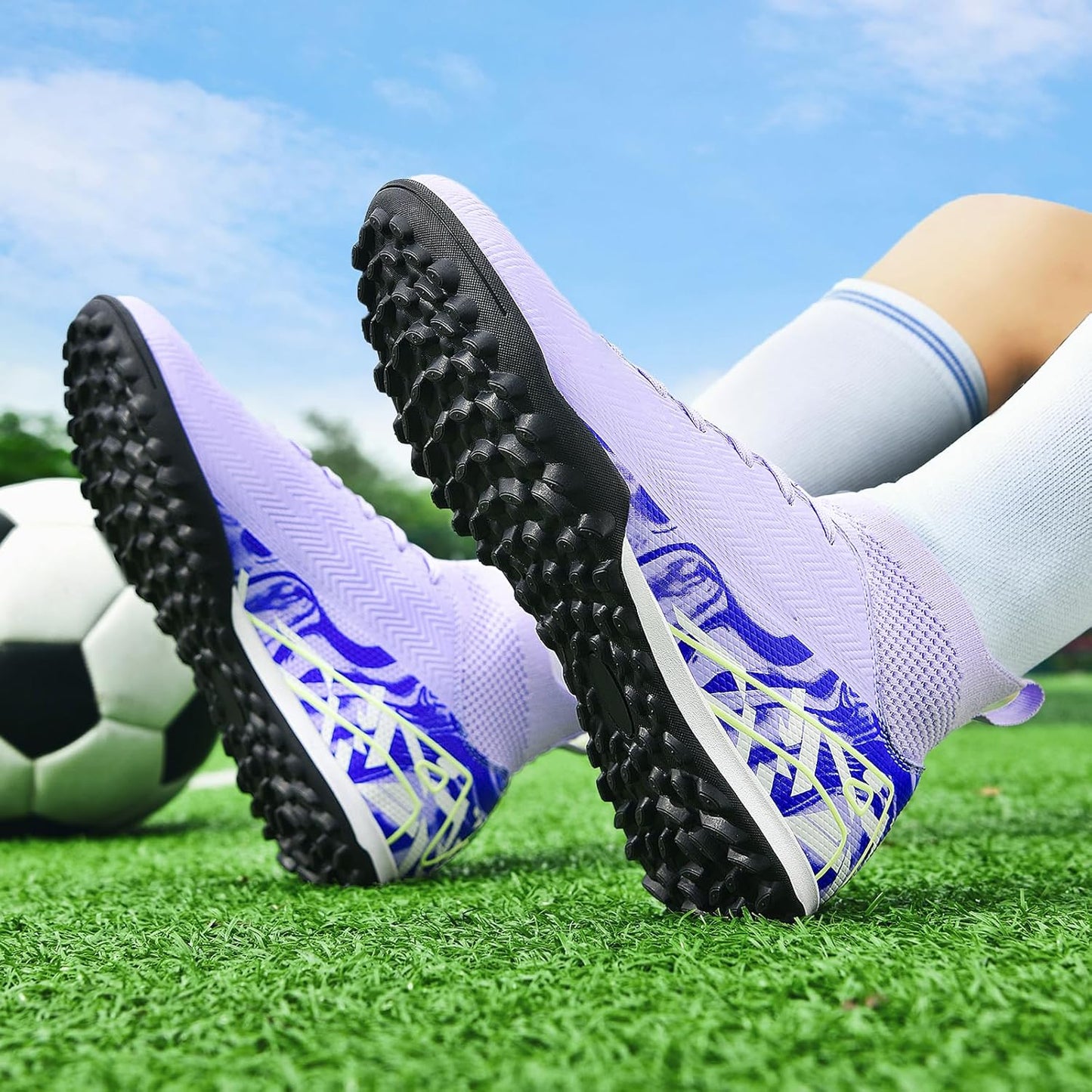 Indoor Soccer Cleats Mens Womens Turf Soccer Cleats Wide Socer Shoes FG AG TF High Ankle Football Boots