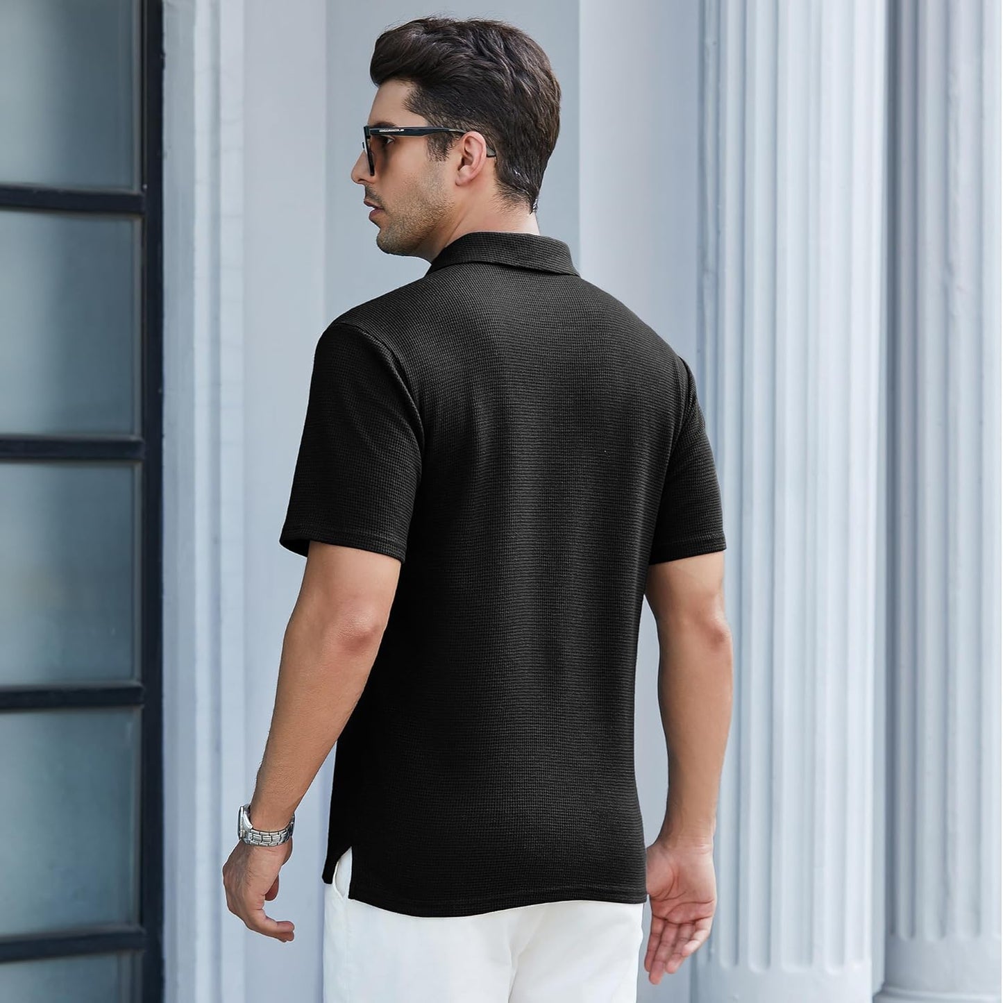 WARHORSEE Golf Polo Shirts for Men Short Sleeve Wrinkle Free 4 Way Stretch Moisture Wicking Performance Collared Tshirts