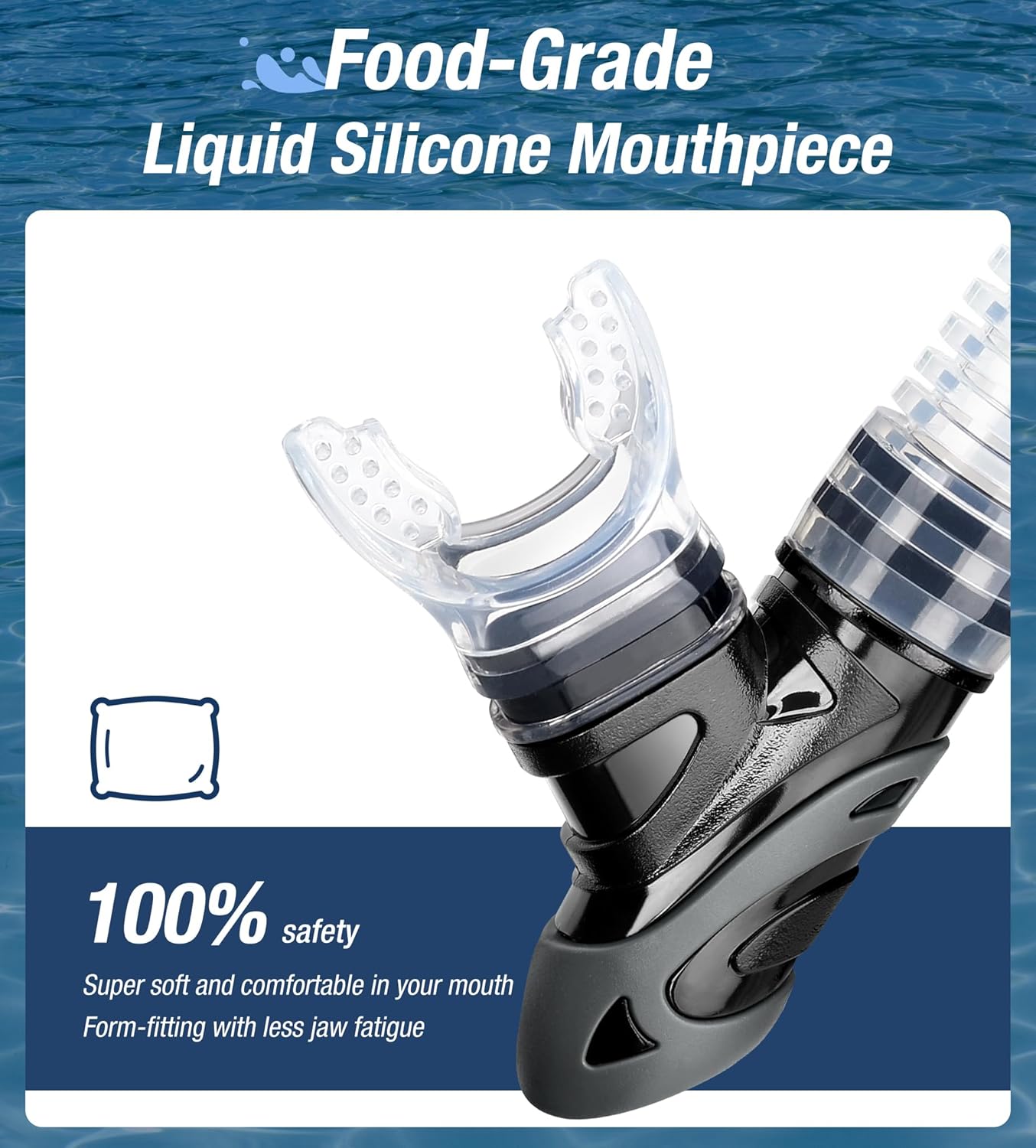 Aegend Dry Snorkel, Dive Mask Easy-Breath Free Diving Snorkel for Snorkeling Scuba Diving Freediving Swimming, with Top Dry Valve and Food-Grade Silicone Mouthpiece