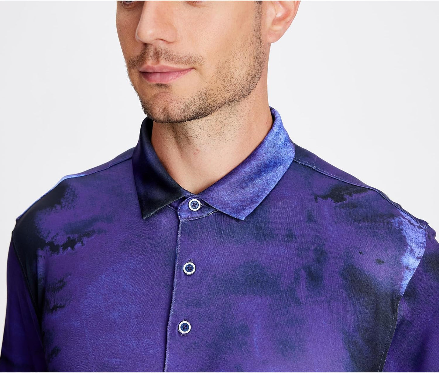 Esabel.C Golf Shirts for Men Dry Fit Performance Short Sleeve Print Moisture Wicking Collared Shirt