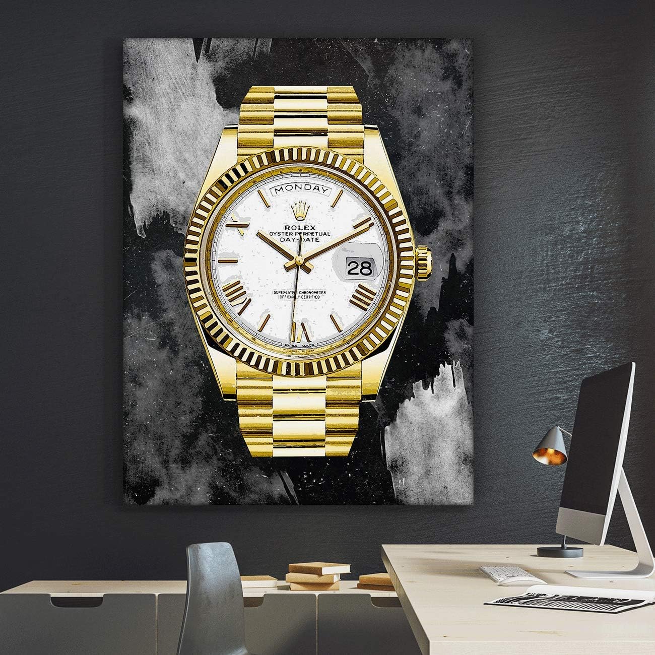 SuccessHunters Luxury Gold Watch Canvas Print Office Wall Decoration Home Decor Modern Art Prints Inspiration Motivation Inspire Entrepreneur Quote Inspirational Motivational House Decal (18" x 12")