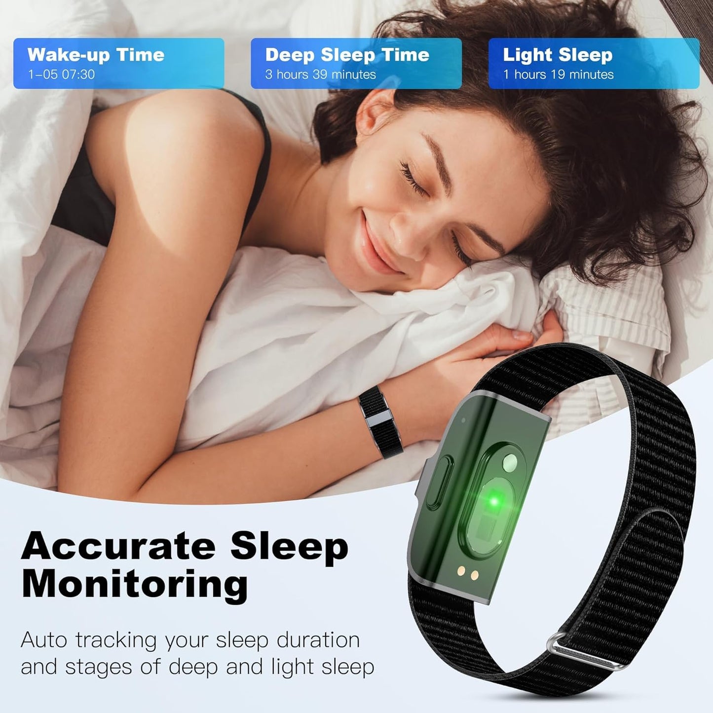 Sleep & Fitness Tracker Wristband for Women Men | 24/7 Heart Rate, Blood Oxygen & Stress Monitor | Step & Calorie Counter | IP68 Waterproof Activity Tracker, No Subscription Fee (Black)