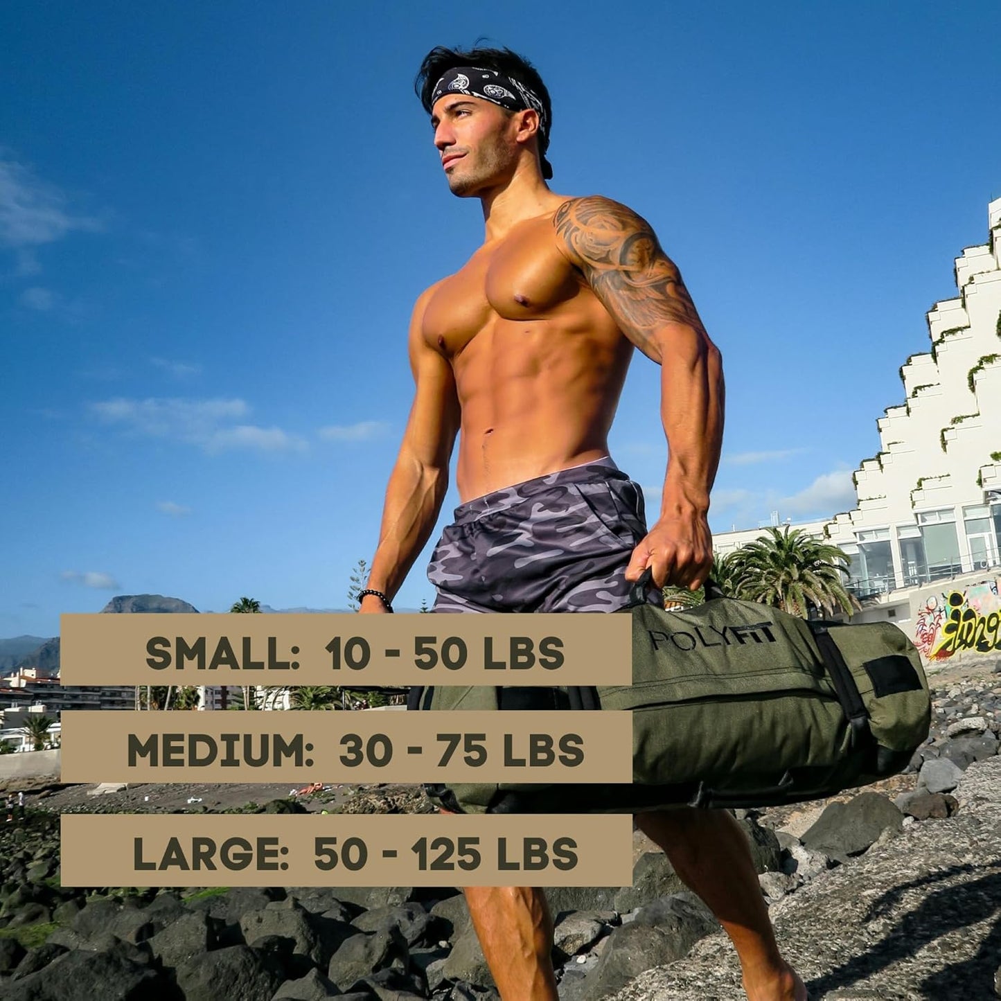 Polyfit Classic Sandbag - Heavy Duty Workout Sandbag for Fitness with 8 Gripping Handles for Sand Bag Weight Training - Multiple Colors & Sizes