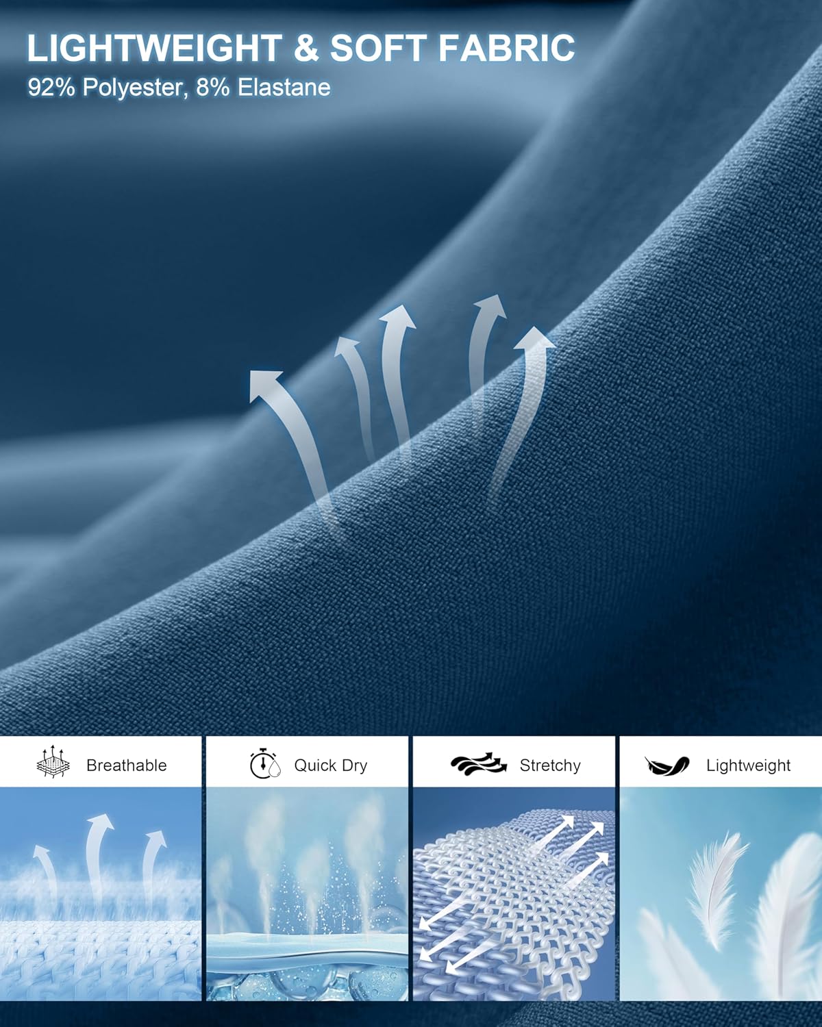 Pudolla Men's Casual Shorts 7"/9" Lightweight Golf Shorts with 3 Pockets Stretch Quick Dry Comfy Work Shorts