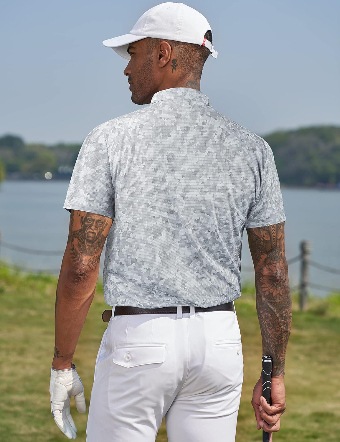 TAPULCO Mens Quick Dry Polo Shirts Camouflage Pattern Performance Athletic Lightweight Breathable Casual Golf Tshirts