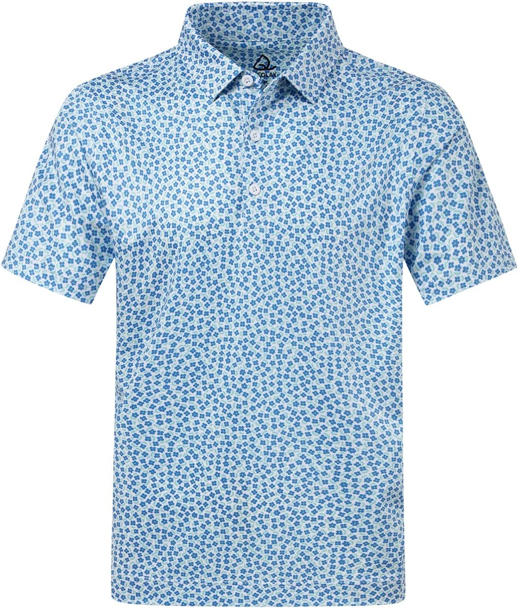 DEOLAX Mens Polo Shirts Fashion Print Mens Golf Shirt Dry Fit Mens Golf Polo Short Sleeve Quick Dry Funny Golf Shirt for Men