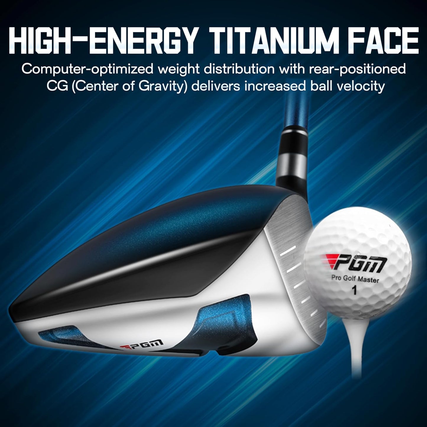 PGM Men's G Type Complete Golf Club Set - Titanium #1 Driver, Draw-Biased Hybrid, High-Strength Iron Set, High Forgiveness Putter, with Stand Bag