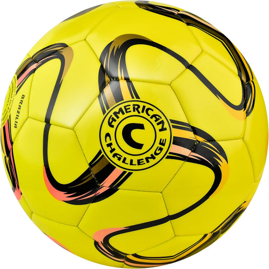 American Challenge Brasilia Soccer Ball – Soccer Ball Size 5, 4, 3 & 2 – for Youth & Adults – Ideal for Practice, Training & Grass Fields