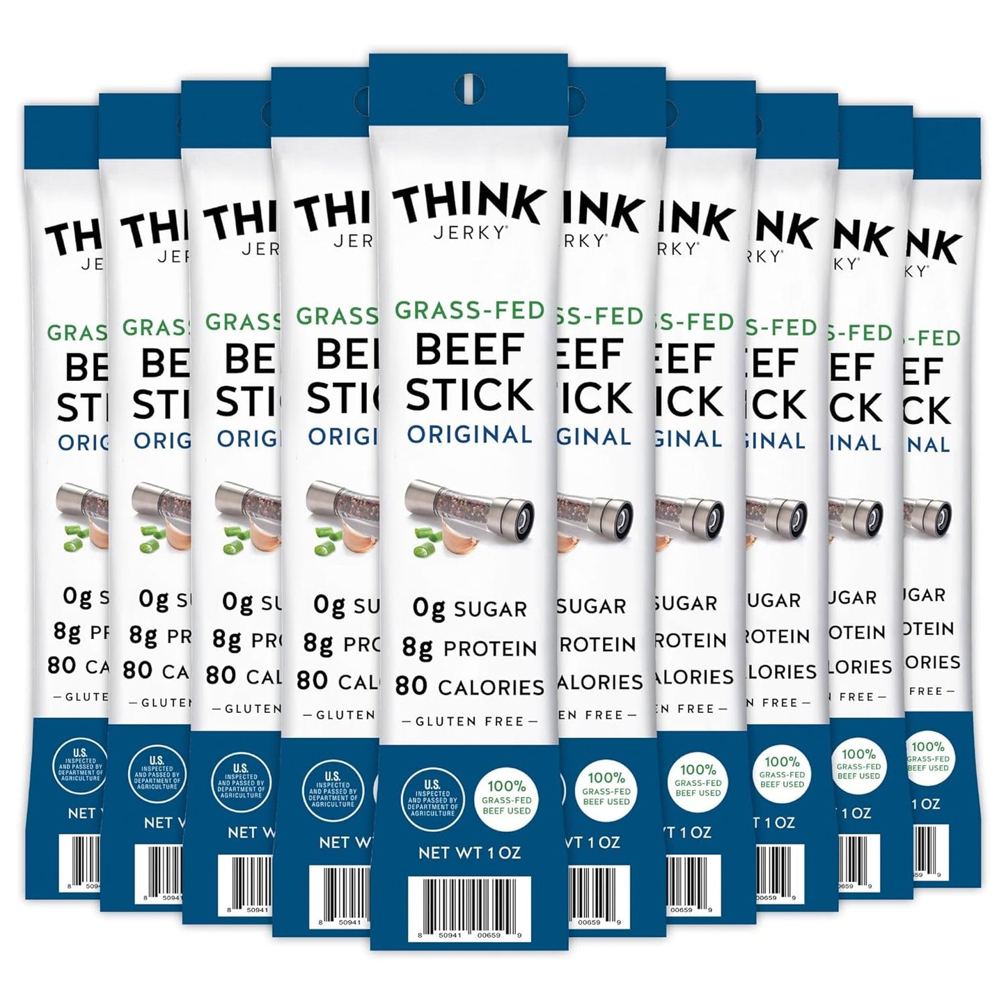 Think Jerky Original Beef Sticks, Gluten and Sugar Free, No Nitrates, Keto Paleo Friendly High Protein Low Carb Meat Snack - 1.0 oz Sticks, 10 Pack