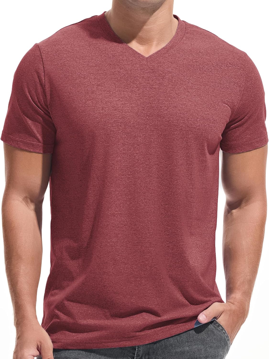 VEIISAR Premium V Neck T Shirts for Men - Modern Fitted Tees Vneck Undershirts