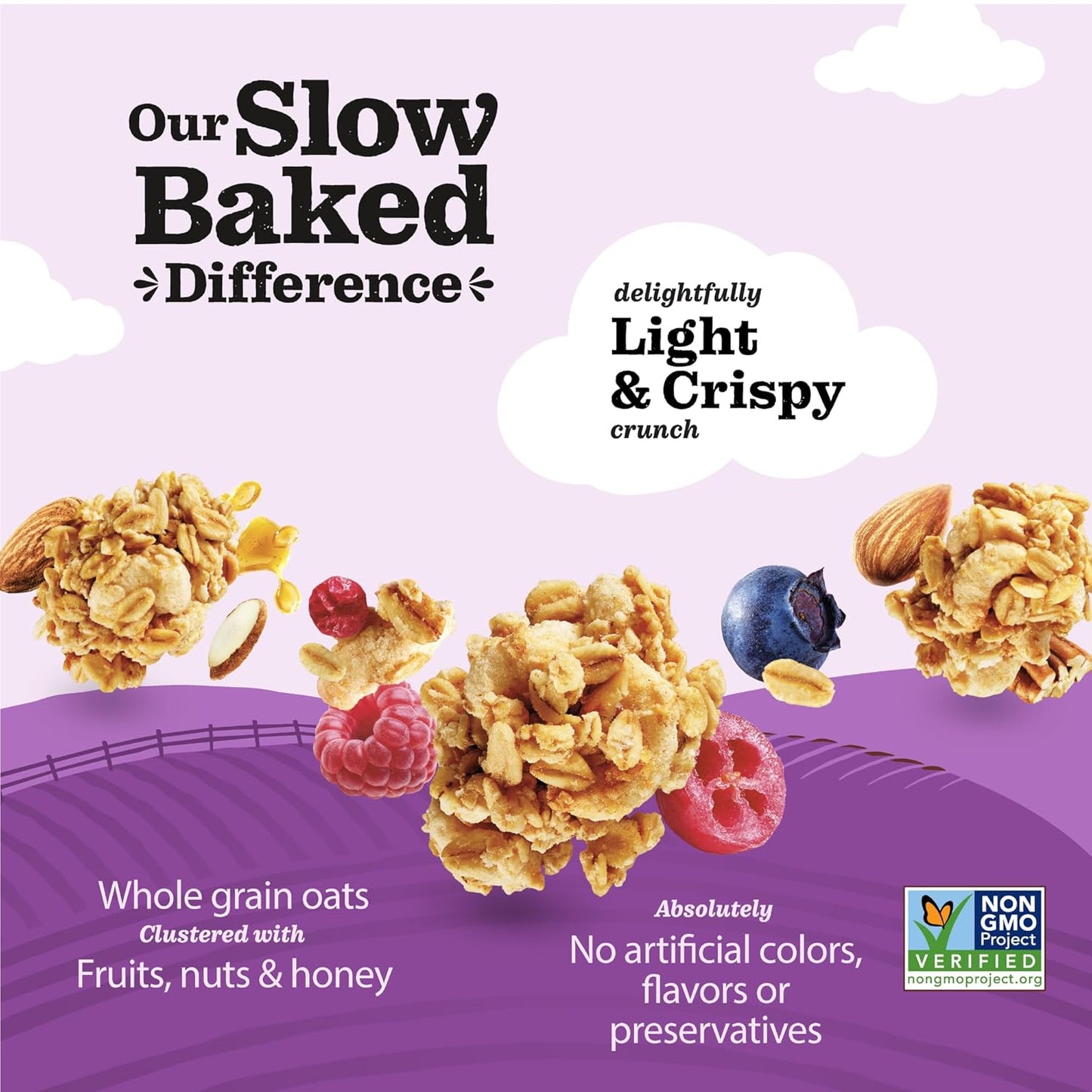 Jordans Slow Baked Granola | Variety Pack | Mixed Berry, Honey Nut, Four Nut | No Artificial Flavors, Colors, or Preservatives | Better for You Snacks for Adults & Kids | 11.4 oz (3 Pack)