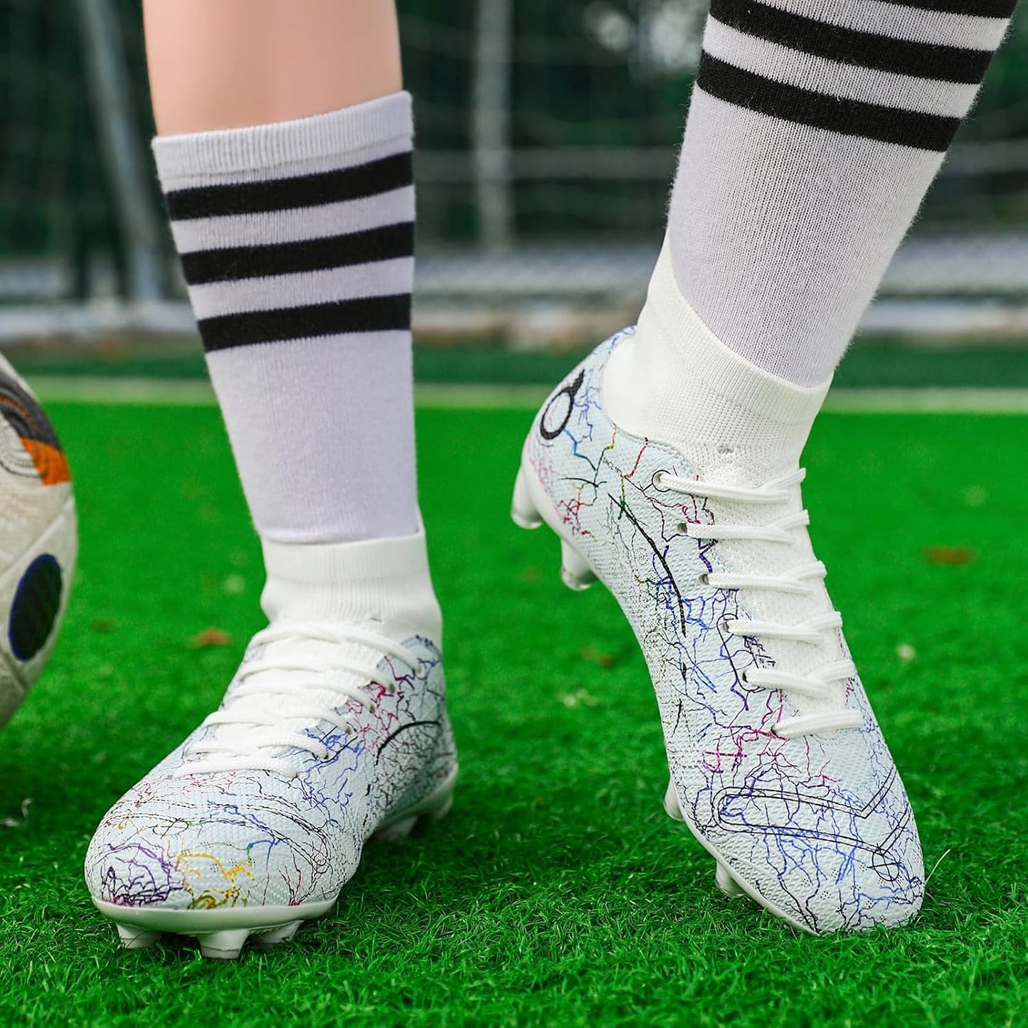 Boys' Soccer Shoes Kids Firm Ground Soccer Cleats Girls Athletic Sneakers Outdoor Turf Football Shoes for Little/Big Kid