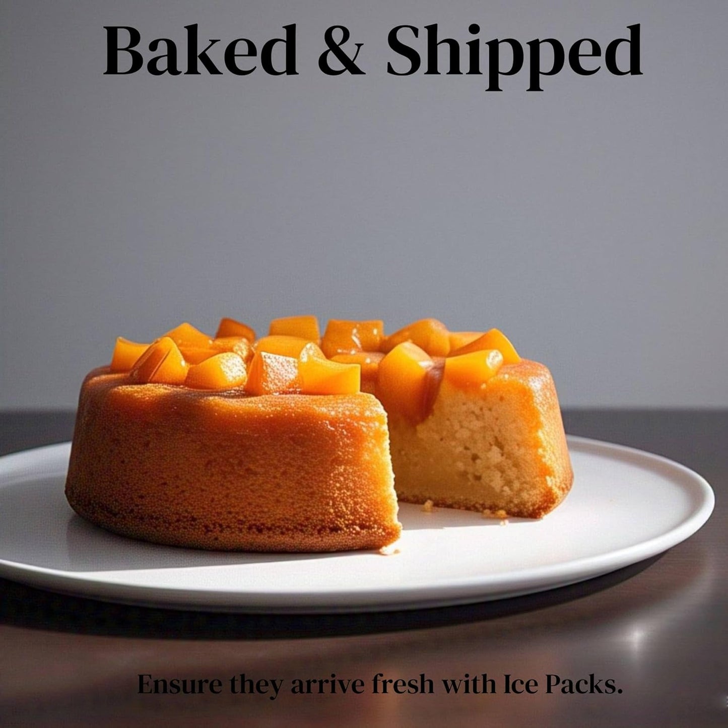 Andy Anand Sugar-Free Peach Glaze Cake, 2 lbs - Fresh, Gourmet, Handcrafted, No Preservatives, Diabetic-Friendly Dessert