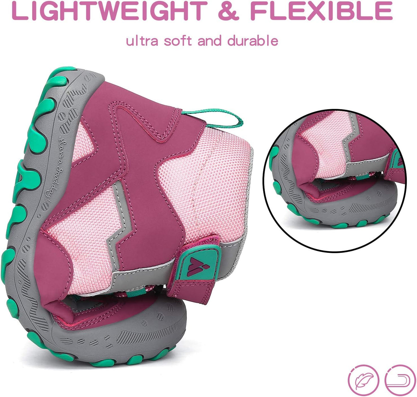 Mishansha Kids Water Resistant Hiking Boots, Boys Girls Anti Collision Anti-Skid Athletic Outdoor Adventure Trekking Shoes