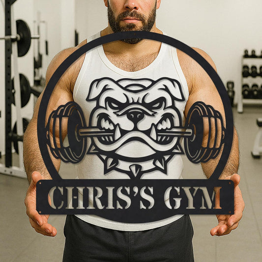 Custom Metal Gym Sign for Workout Room, Motivational Home Fitness Powerlifting Garage Center Decor, Personalized Wall Art Gift for Women, Men, Dad, Papa, Grandpa, Mother, Sister, Girls, Modern Design