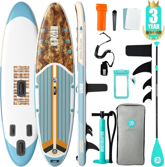 Niphean Inflatable Stand Up Paddle Board with SUP Accessories, Anti-Slip EVA Deck, 10’6’’ Inflatable Paddle Boards for Adults & Youth of All Skill Levels