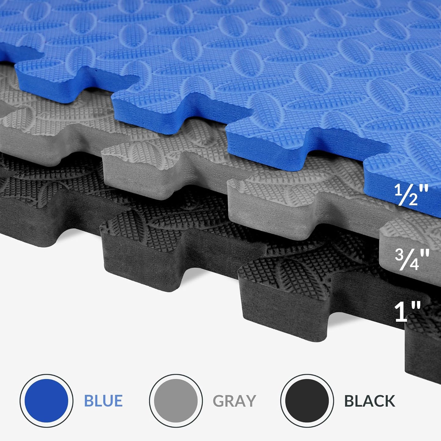 Puzzle Exercise Gym Flooring Mat, 3/4" Thick High-Density EVA Interlocking Tiles Workout Mat for Home Gym, Fitness Equipment, MMA, Gymnastics, 6-Piece Shock-Absorbing Exercise Mat (24 Sq Ft)