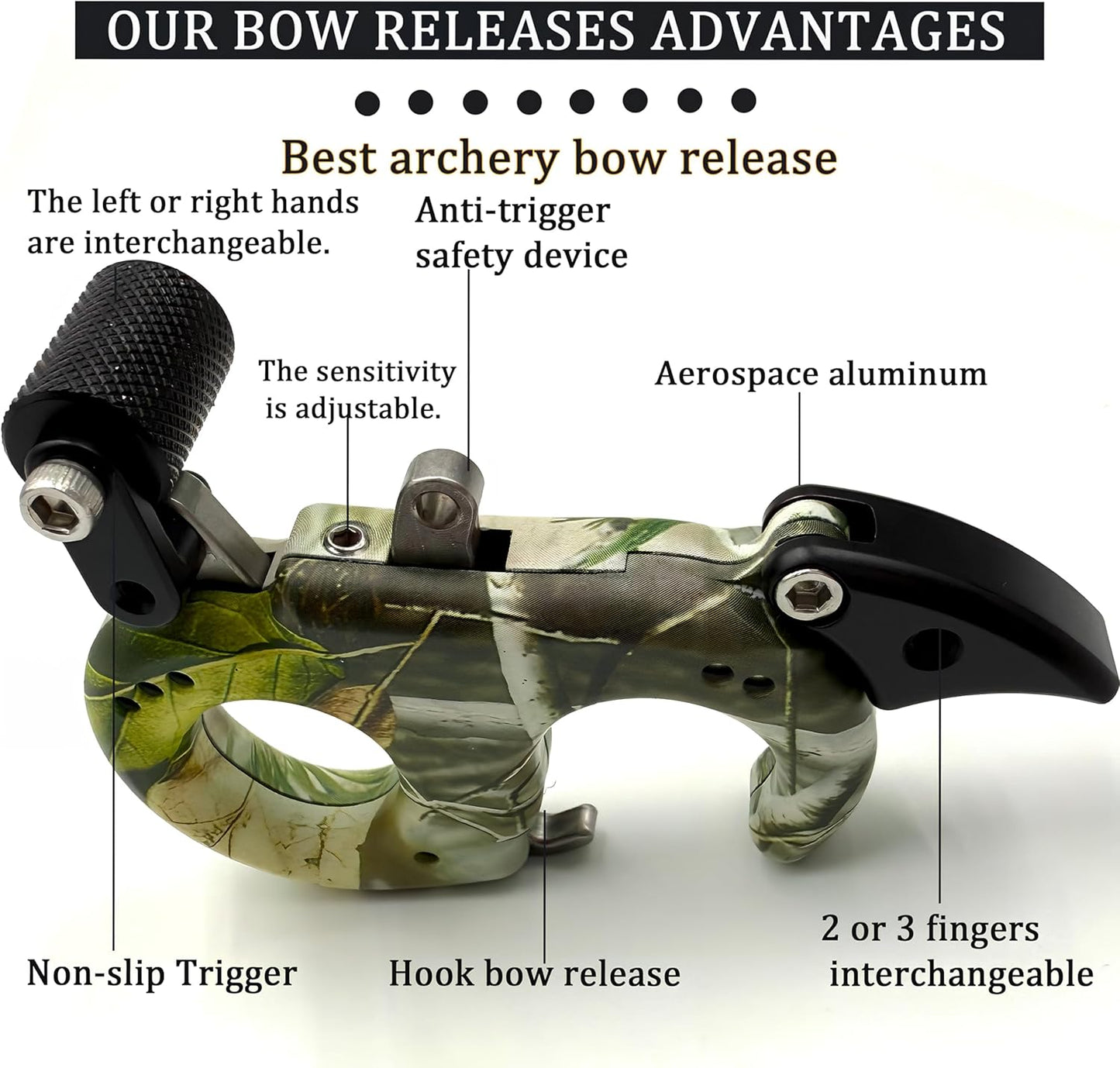 Bow Release for Compound Bow 360° Rotatable Thumb Release for Compound Bow Archery Trigger Release