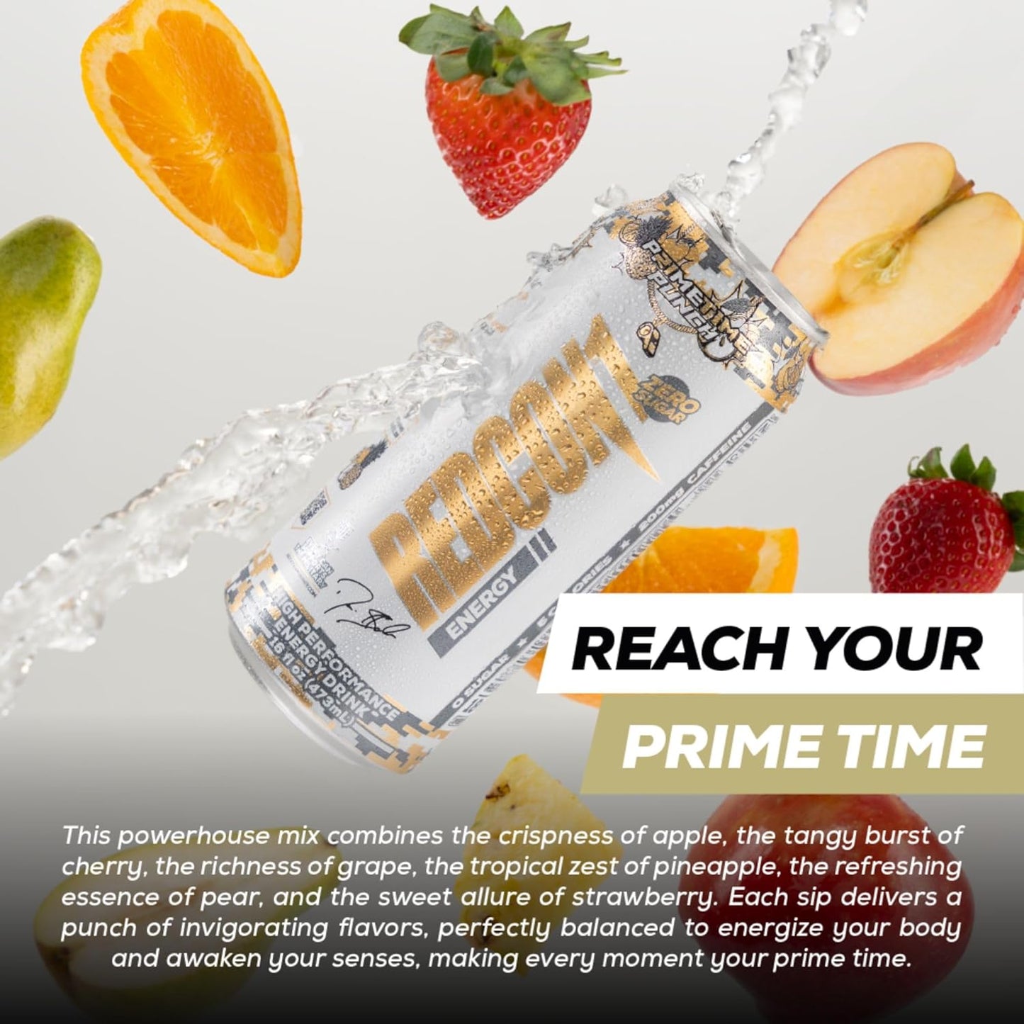 REDCON1 Energy Drink - 200mg Caffeine Drink with L-Carnitine & Taurine - High Performance Energy Drinks with Nootropics - Prime Time Punch (12 Count)