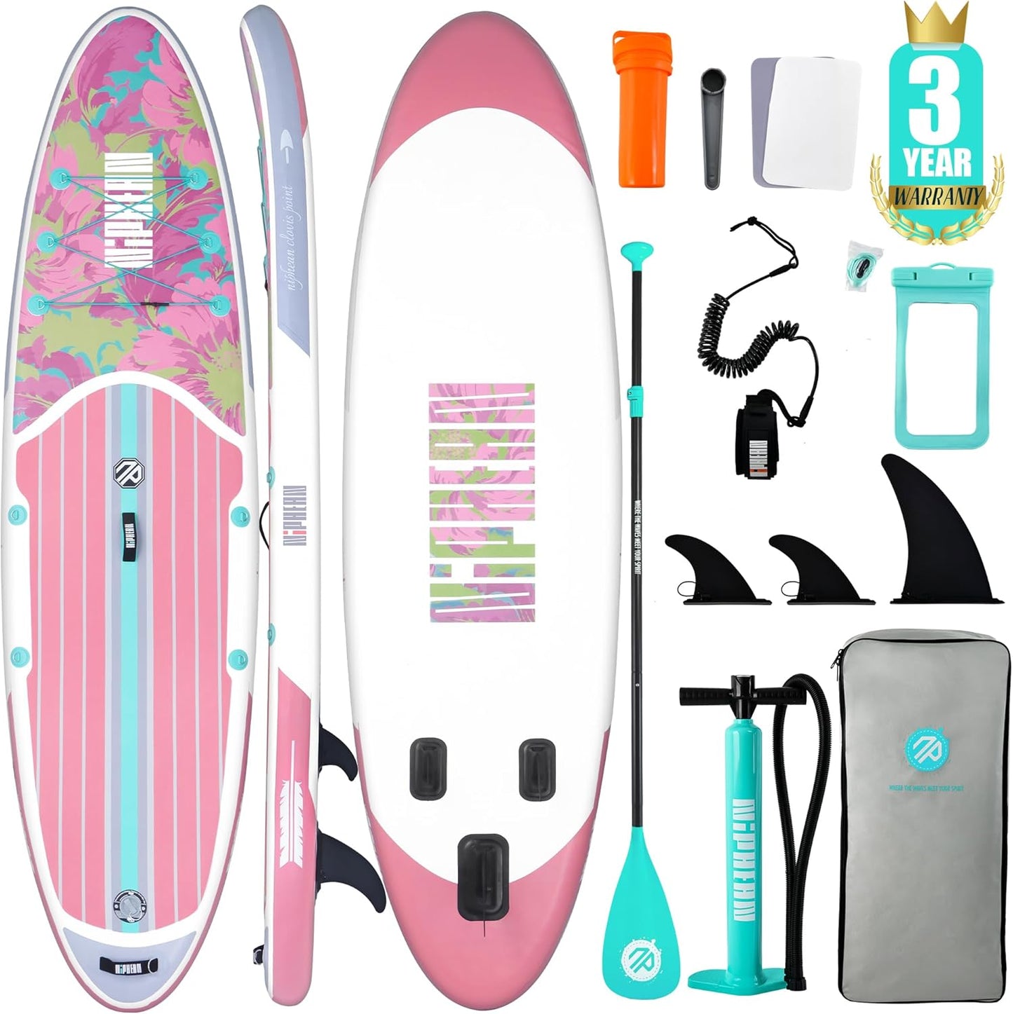 Niphean Inflatable Stand Up Paddle Board with SUP Accessories, Anti-Slip EVA Deck, 10’6’’ Inflatable Paddle Boards for Adults & Youth of All Skill Levels