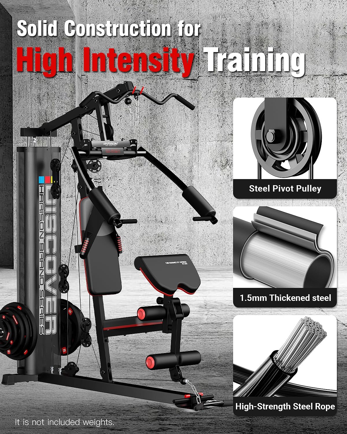 HARISON Home Gym - Full Body Workout Equipment, Exercise Equipment, Fitness Equipment, Multifunctional Home Gym Equipment for Home with Pulley System, Weight Bench, Rowing Machine
