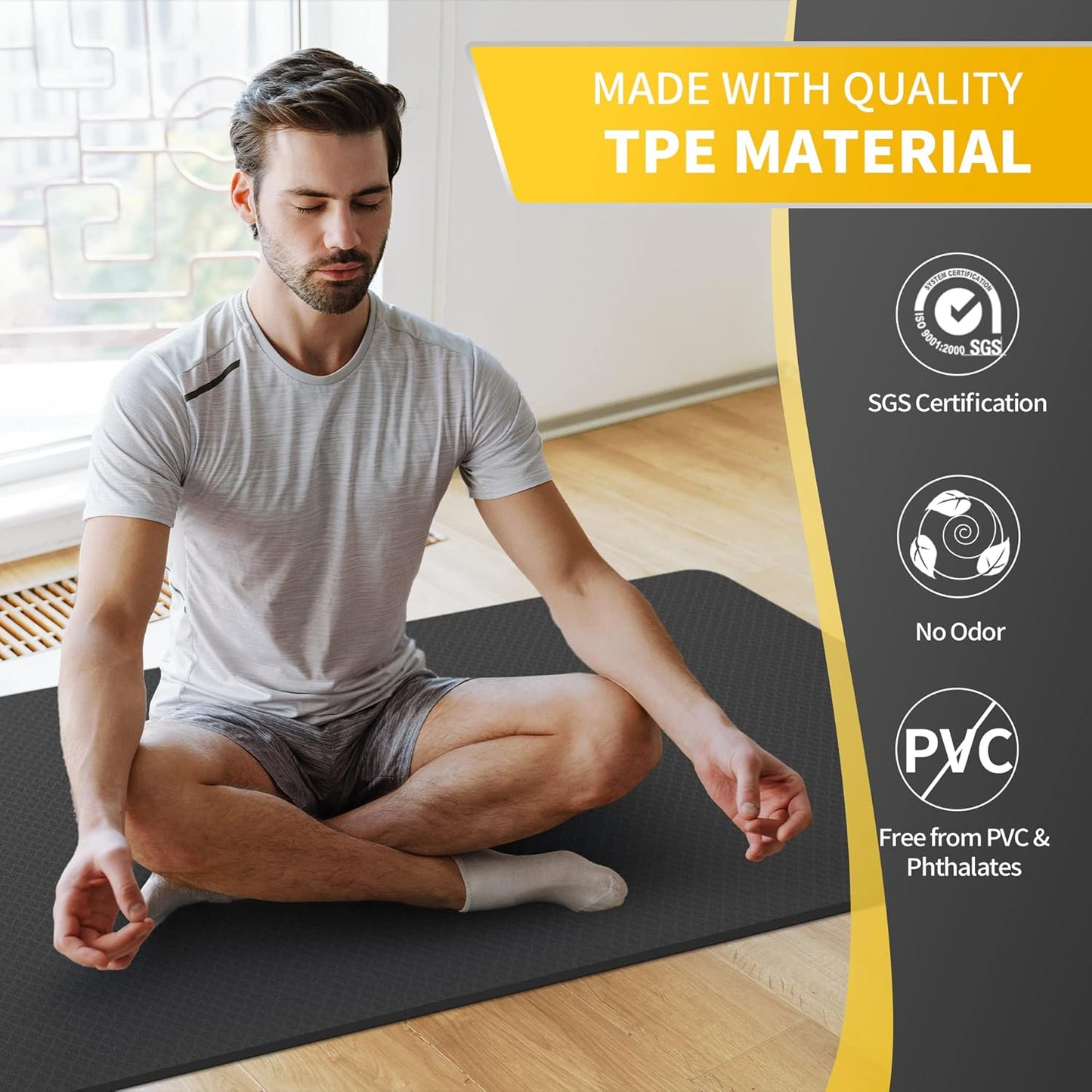 CAMBIVO Extra Wide Yoga Mat for Women and Men (72"/84"x 32"x 1/4") TPE Workout Mat, Non-slip Large Exercise Fitness Mat for Yoga, Pilates, Workout