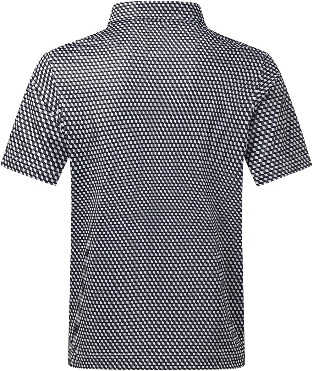 DEOLAX Mens Polo Shirts Fashion Print Mens Golf Shirt Dry Fit Mens Golf Polo Short Sleeve Quick Dry Funny Golf Shirt for Men