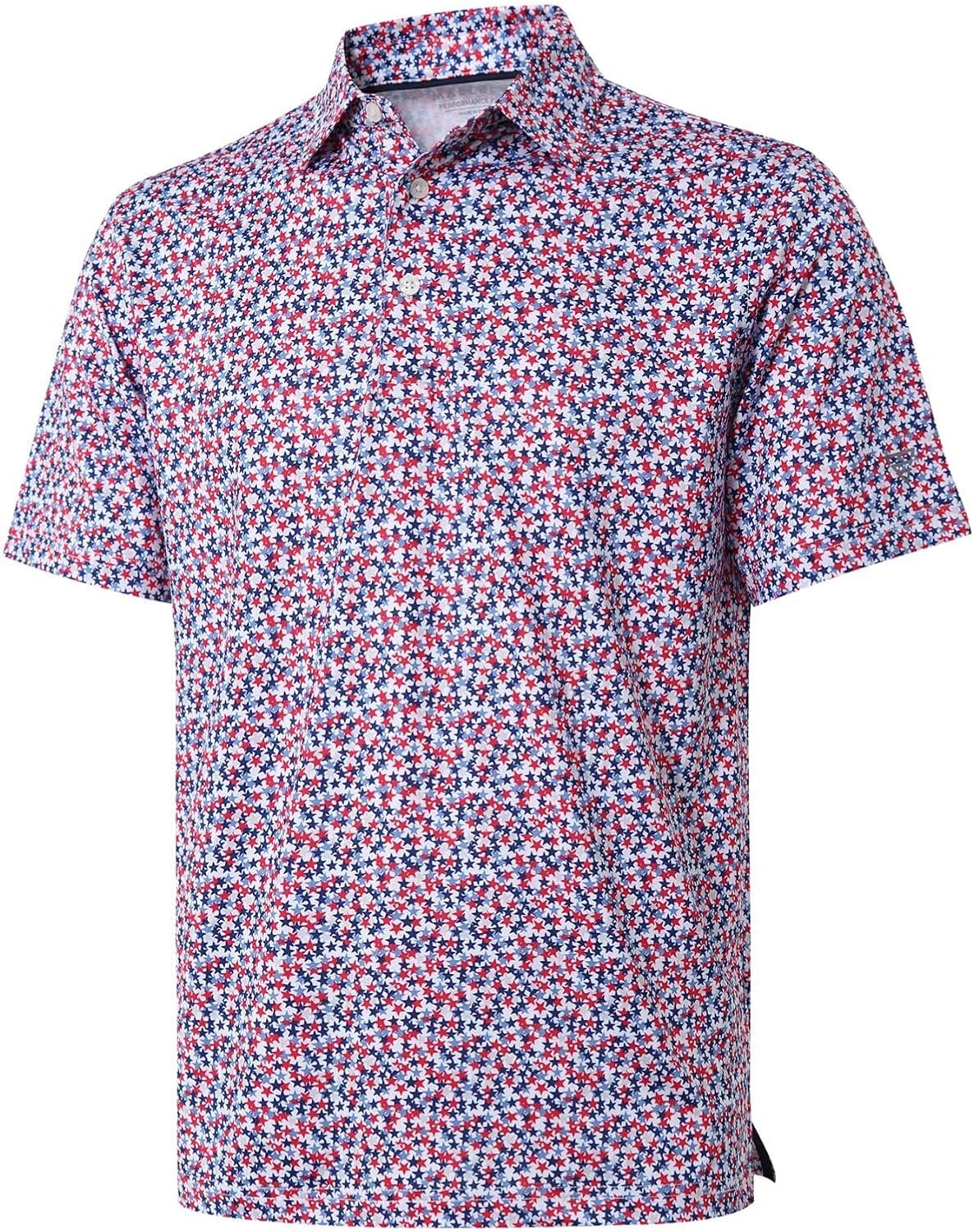 Men's Golf Polo Shirts Short Sleeve Striped Performance Moisture Wicking Dry Fit Golf Shirts for Men