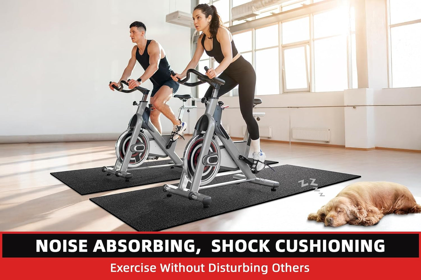 Treadmill Mat, 7'x3'/6'x3'/6'x2.5'/5.6'x2'/4'x2', 6mm Thick Exercise Equipment Gym Mat for Hardwood FloorCarpet, Compatible with Peloton Bike, Indoor Spin Bike, Elliptical