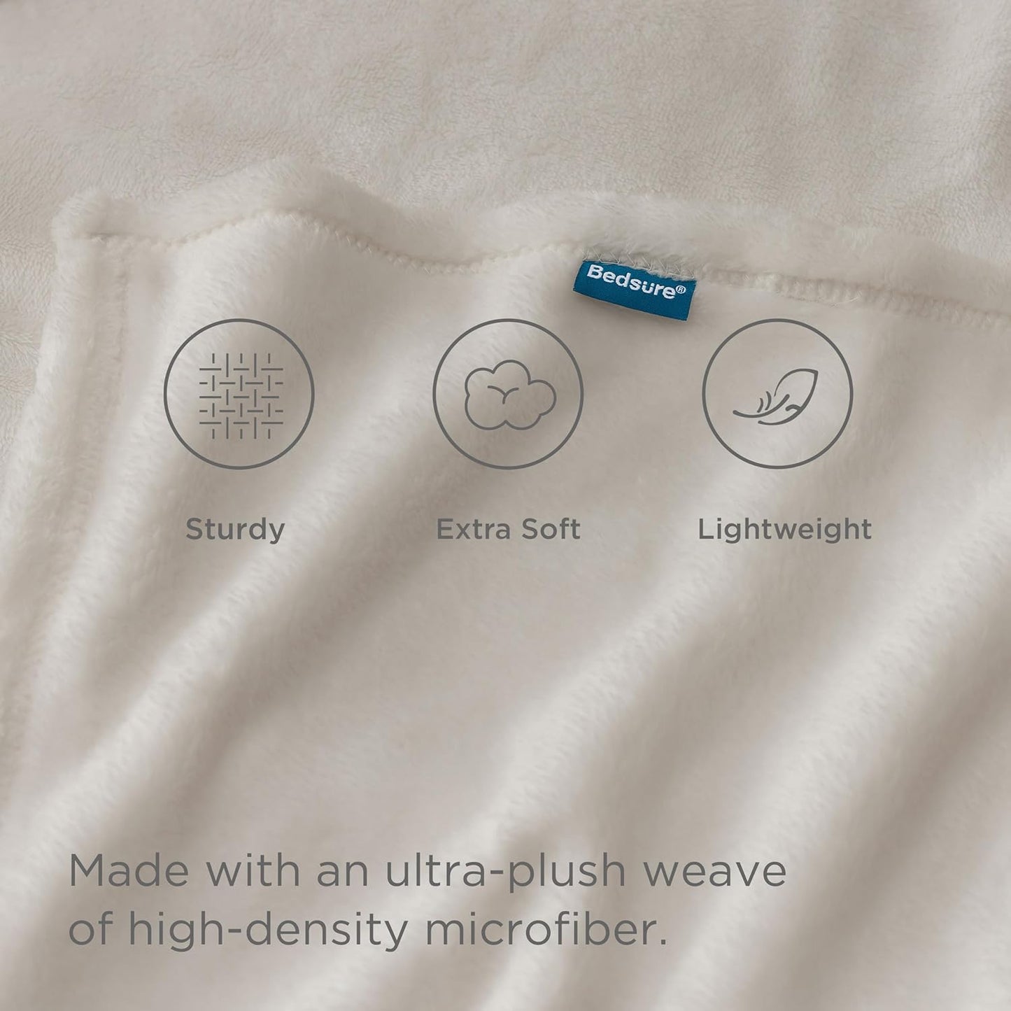 Bedsure Fleece Blanket Twin Blanket Linen - 280GSM Soft Lightweight Plush Cozy Blankets for Bed, Sofa, Couch, Travel, Camping