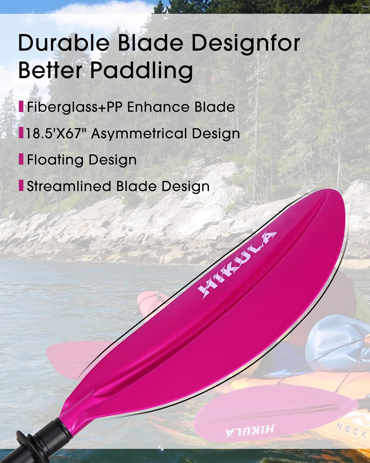 Kayak Paddle Aluminum Shaft Paddle with Nylon Blades, Floating Adjustable Kayaking Oars, 3 Piece, 220-240cm/86-94 Inches,Black/Rose/Teal/Black/Orange/Grey