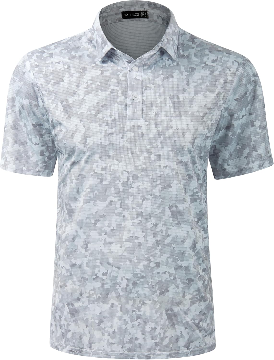 TAPULCO Mens Quick Dry Polo Shirts Camouflage Pattern Performance Athletic Lightweight Breathable Casual Golf Tshirts