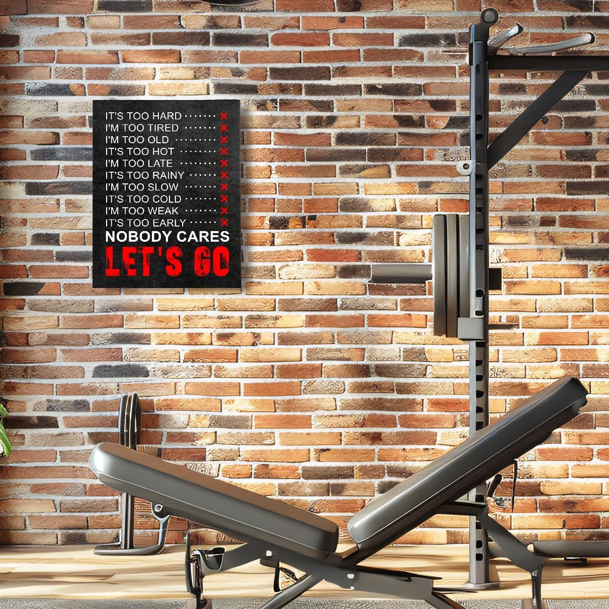 OTINGQD Inspirational Gym Wall Decor,Fitness Quotes Wall Art,Nobody Cares Let's Go Canvas Wall Decor for Home Gym