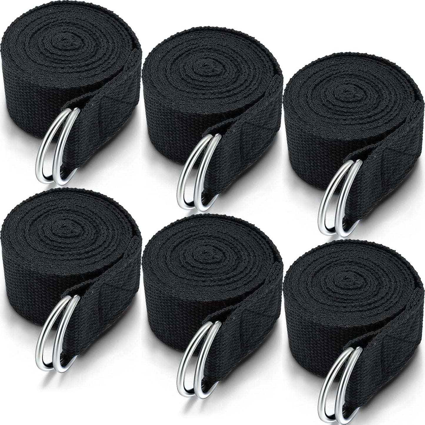 6 Pcs Yoga Strap for Stretching 8 Ft Yoga Exercise Adjustable Straps Bands with Safe Adjustable D Ring Buckle for Pilates Gym Workouts Fitness Improves Sitting Posture