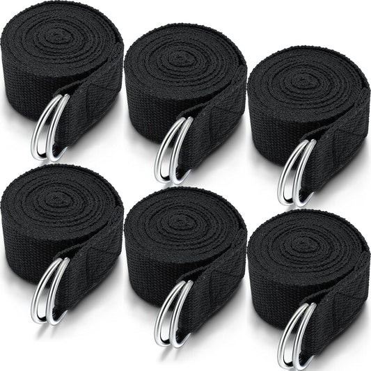 6 Pcs Yoga Strap for Stretching 8 Ft Yoga Exercise Adjustable Straps Bands with Safe Adjustable D Ring Buckle for Pilates Gym Workouts Fitness Improves Sitting Posture
