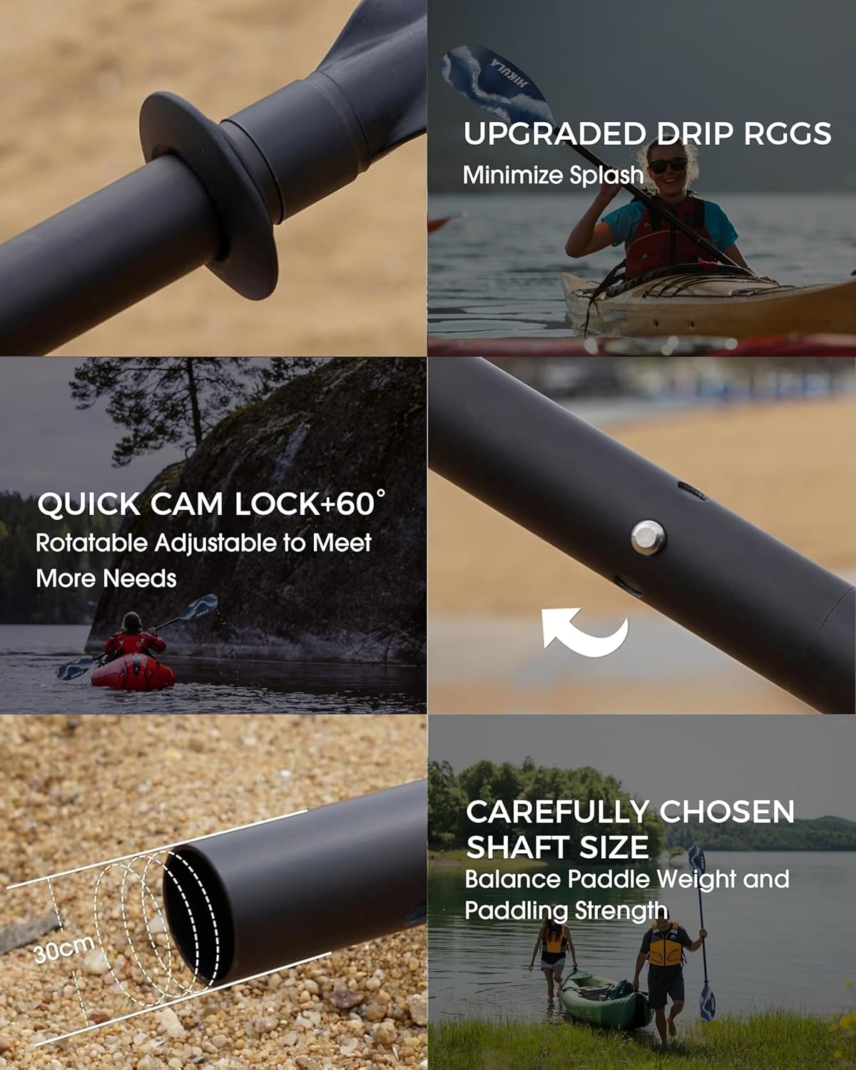 Kayak Paddle Aluminum Shaft Paddle with Nylon Blades, Floating Adjustable Kayaking Oars, 3 Piece, 220-240cm/86-94 Inches,Black/Rose/Teal/Black/Orange/Grey