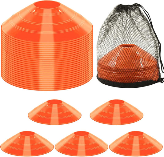 60/30 Pack Soccer Training Cones - Agility Cones with Carry Bag, Sturdy Disc Cones for Sports Training, Soccer, Football, Basketball, Indoor Outdoor Sports, Festive Events, Field Cone Markers