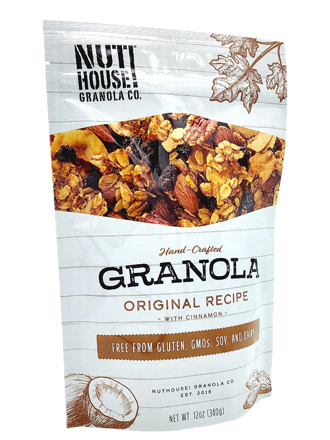 NutHouse! Granola Company - Premium Original Recipe Granola | Certified Gluten-Free, Non-GMO, Kosher | Vegan, Soy-Free | 12 oz. Bag (1-Pack)