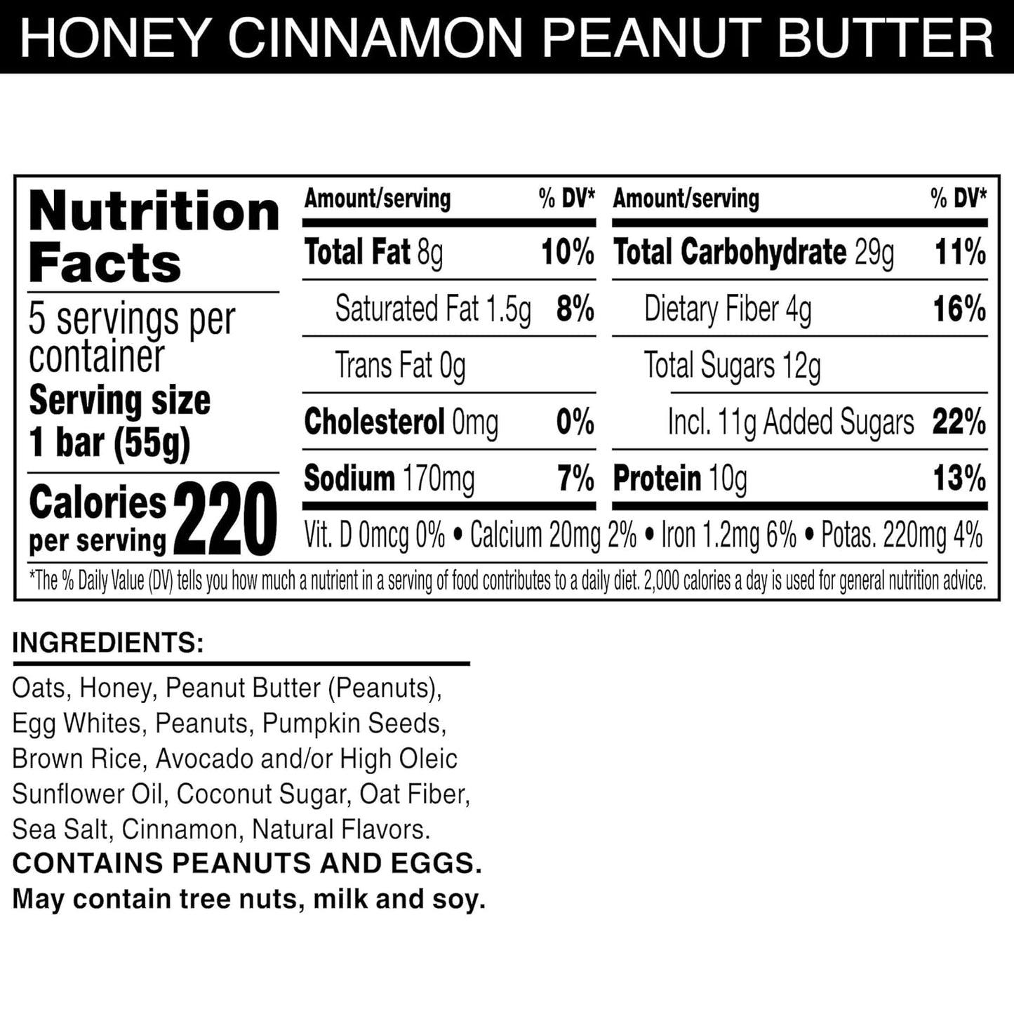RXBAR Nut Butter and Oat Protein Bars, Protein Snacks, Snack Bars, Honey Cinnamon Peanut Butter (6 Boxes, 30 Bars)