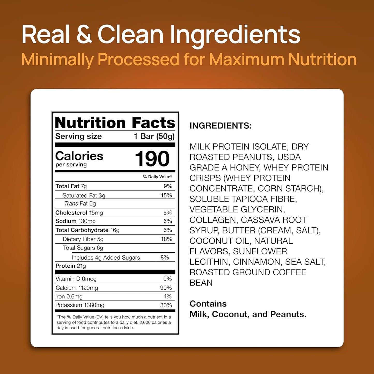ProGo Protein Bars, Low Sugar, High Protein Snacks (21g) - 95% Pure Isolate for Faster Muscle Growth & Recovery, Low Calorie, Sweetened w/Peanut Butter & Honey (20-Count, Coffee Crunch)