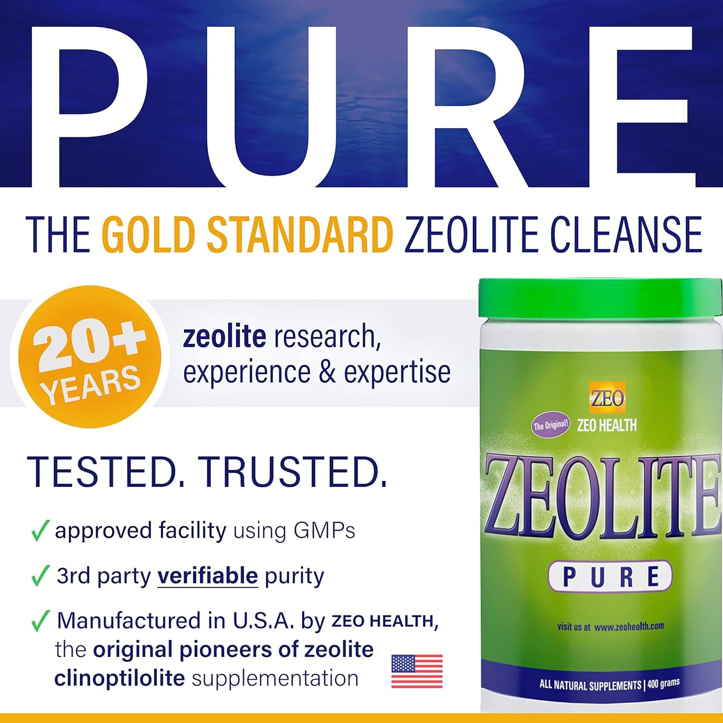 Zeolite Pure | Full Body Detox Cleanse for Women, Men, Adults | Supports Energy, Gut Health, Mental Clarity, & Optimal Inflammation Response | The Original Zeolite Powder (400 Servings)