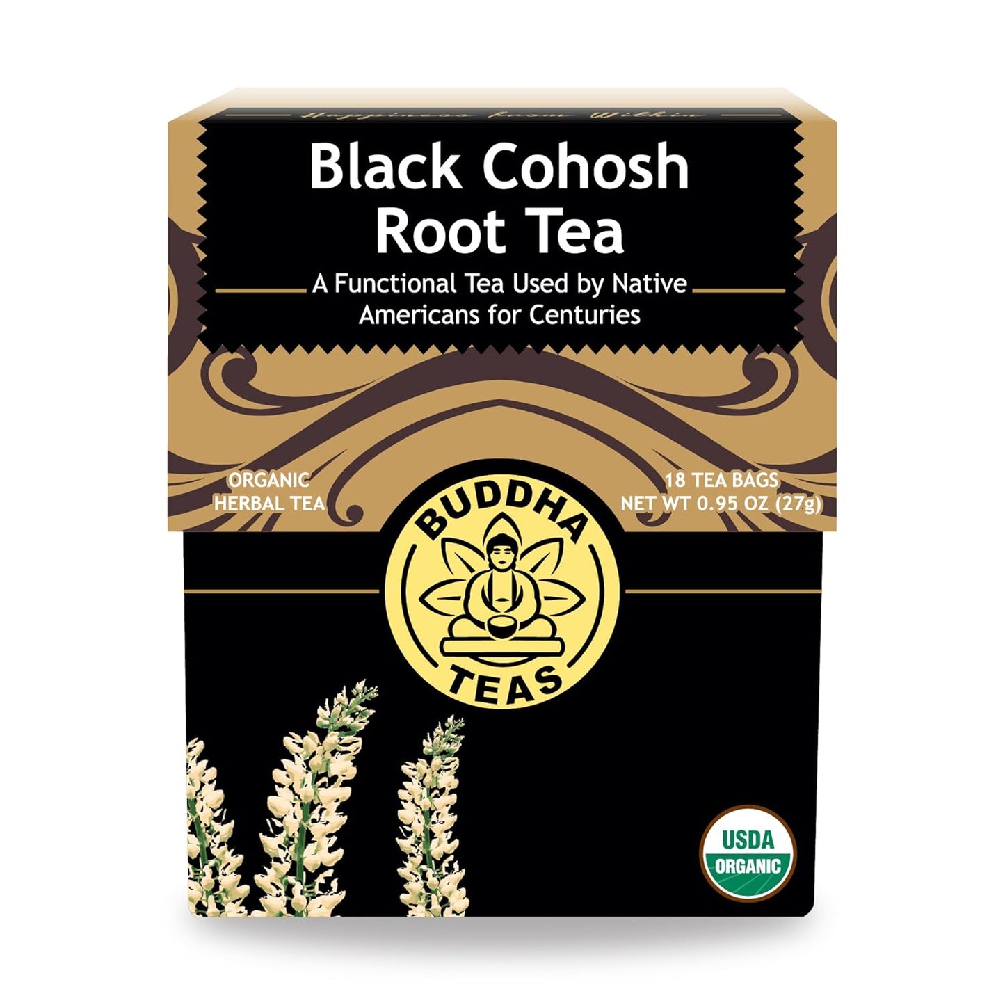 Buddha Teas Organic Black Cohosh Root Tea - OU Kosher, USDA Organic, CCOF, 18 Bleach-Free Tea Bags