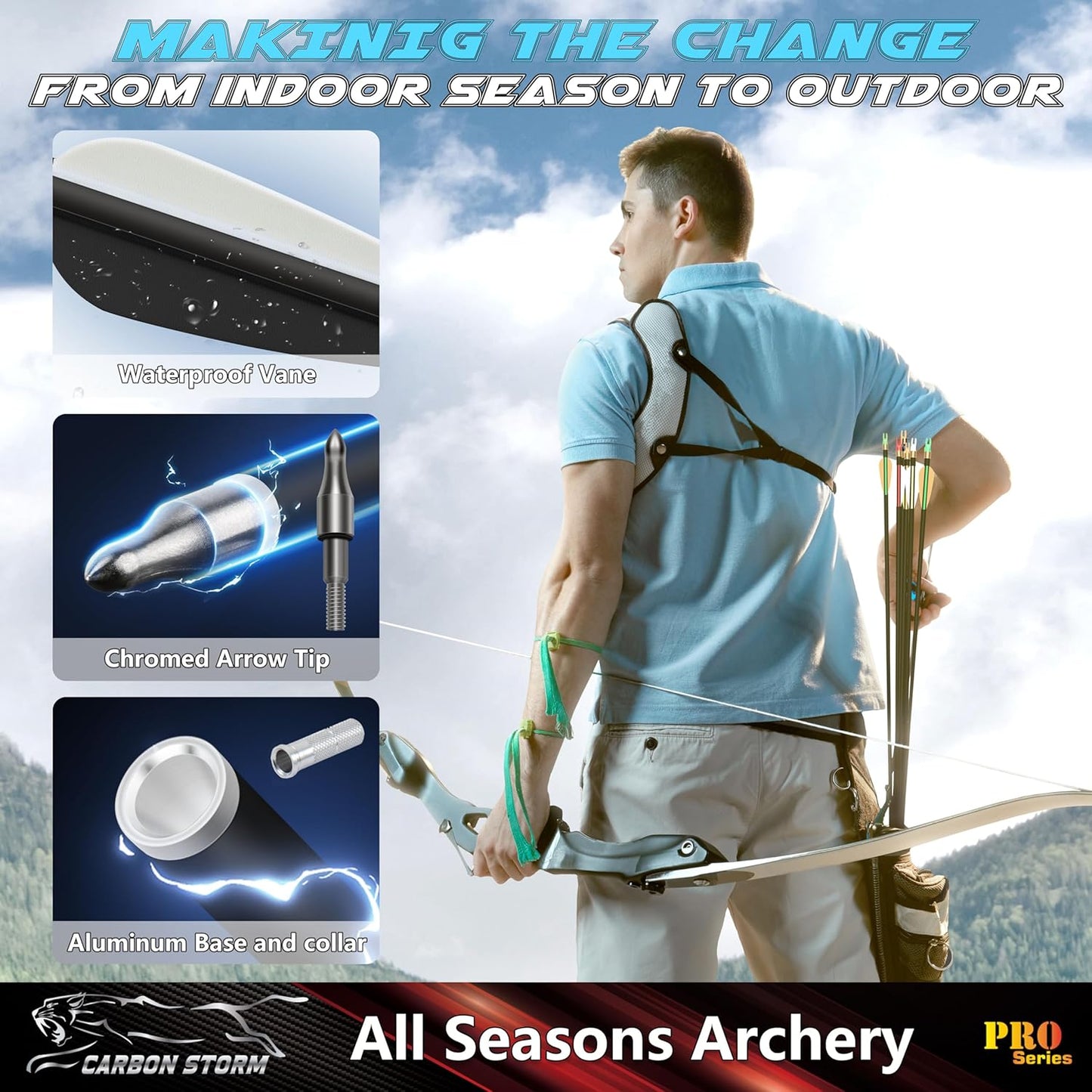 SUNYA 12-Pack 30 Inch Carbon Arrows Spine 500 or 400 for 40-60 LBS Bows｜Switch to Recurve/Compound Modes, Anti-Loose O-Ring & TPU Vanes for Hunting/Target Practice