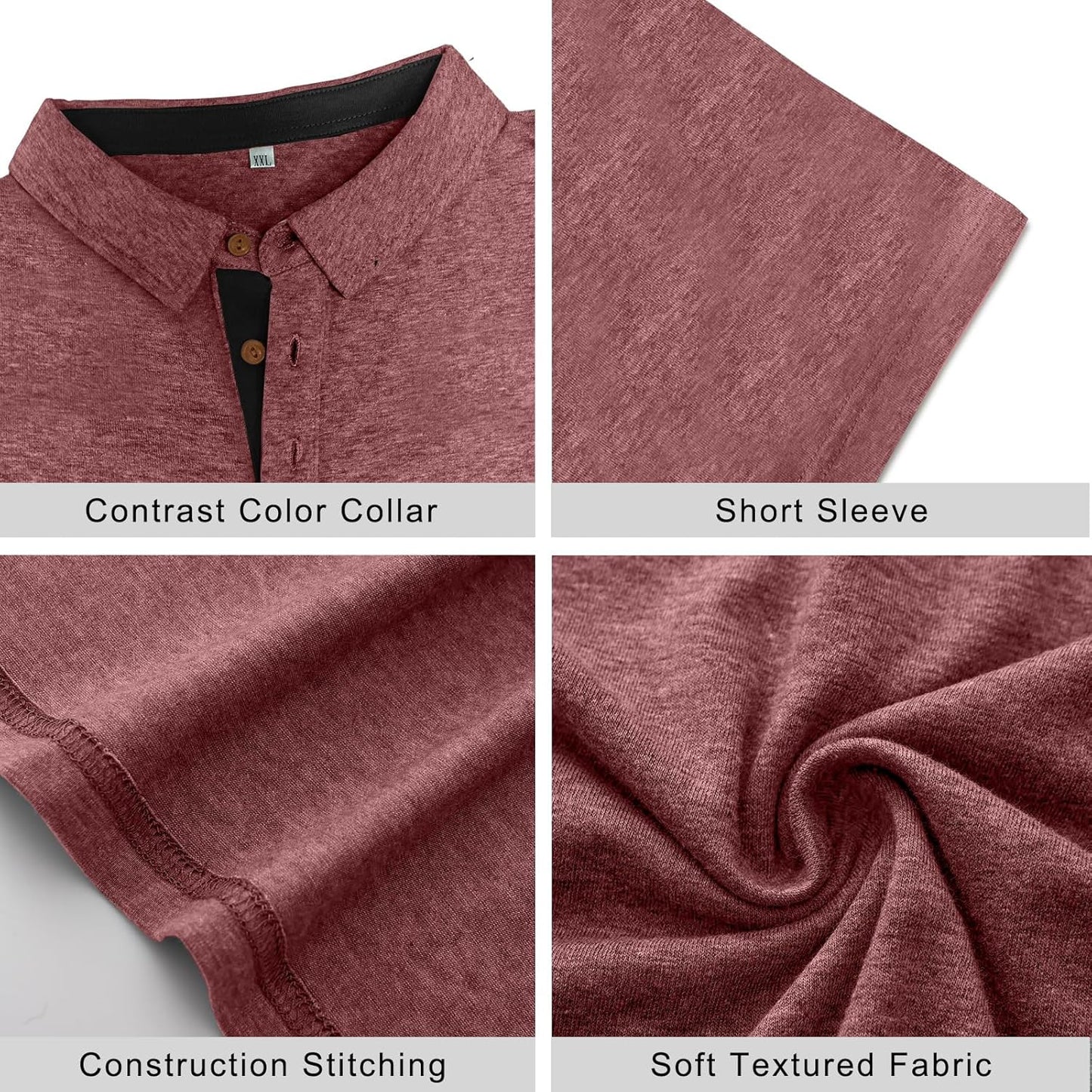 PEGENO Mens Polo Shirts Short Sleeve Casual Cotton Golf Shirts Performance Polo Shirts for Men