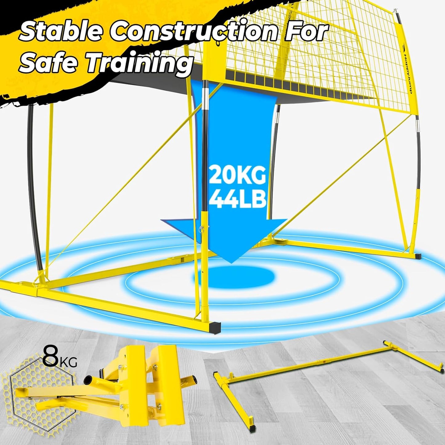 Adjustable Volleyball Training Net Equipment System 8x11 FT with Volleyball Practice for Adult Backyard Indoor Outdoor