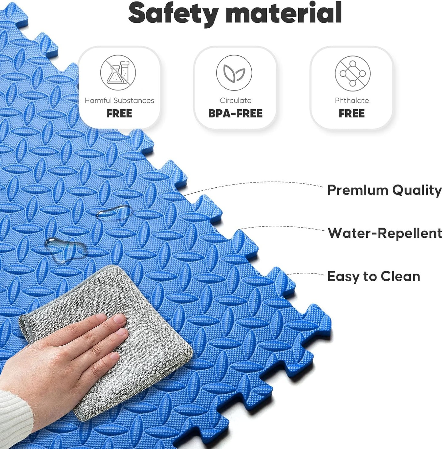 Home Gym Mat, Puzzle Exercise Mat, EVA Interlocking Foam Floor Tiles for Home Workout Equipment and Kids' Play Areas - Blue, 24 in x 24 in x ½ in - 12 Tiles (Blue, 12 Pack 48 sq ft)