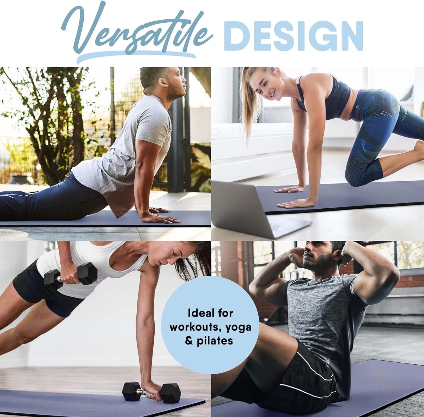 MICRODRY Deluxe Fitness Exercise Yoga Mat for Home & Gym, Extra Thick for High Impact Training, Multi Layered Skid Resistant Surface, Odor Neutralizing with Carrying Strap