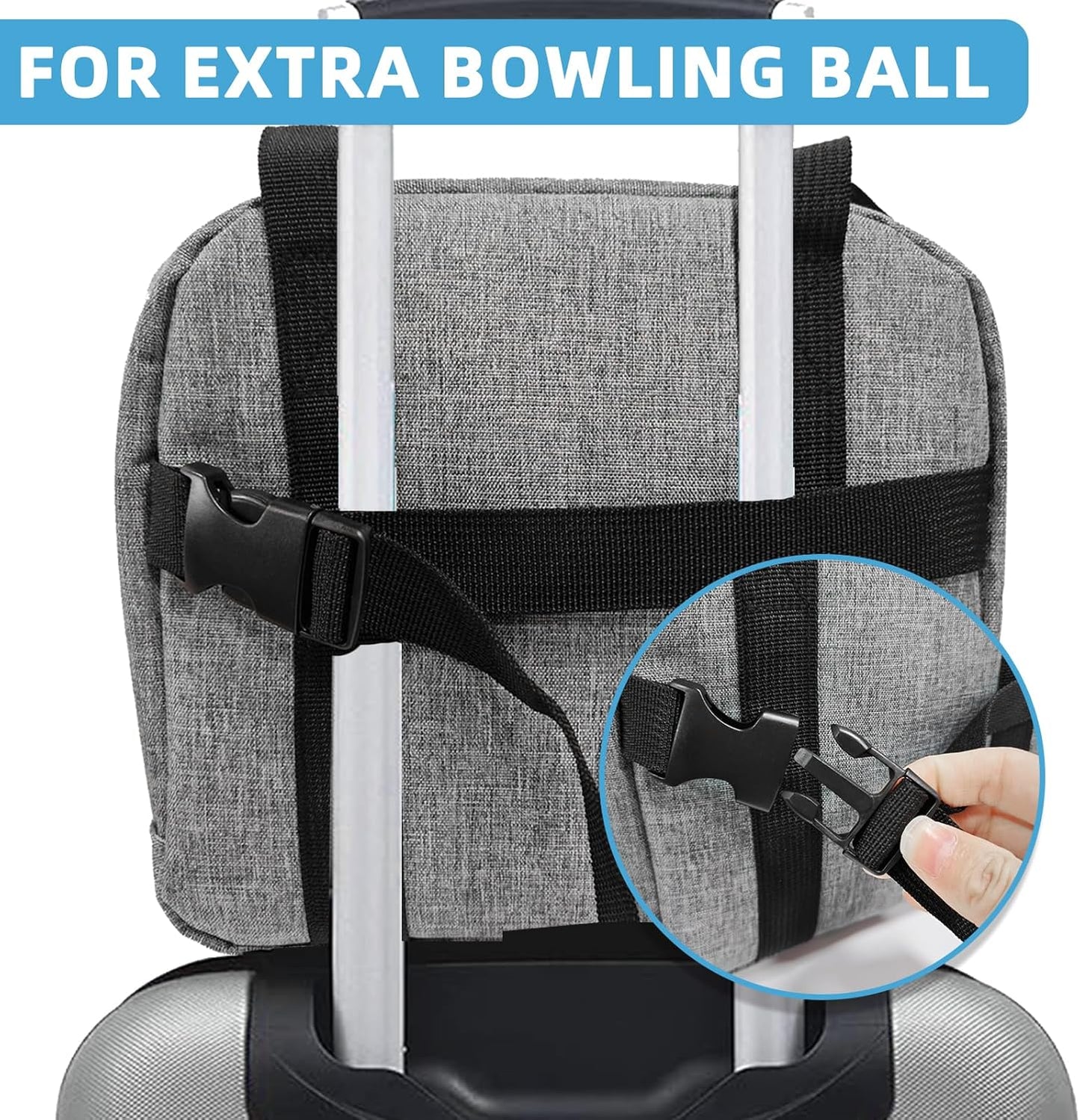 Single Bowling Ball Bag 1 Ball Extra Ball Organizer with Padded Ball Holder, Portable Small Zipper Case with Mesh Pocket, Bowling Gifts for Men, Kids, Beginners (Gray)