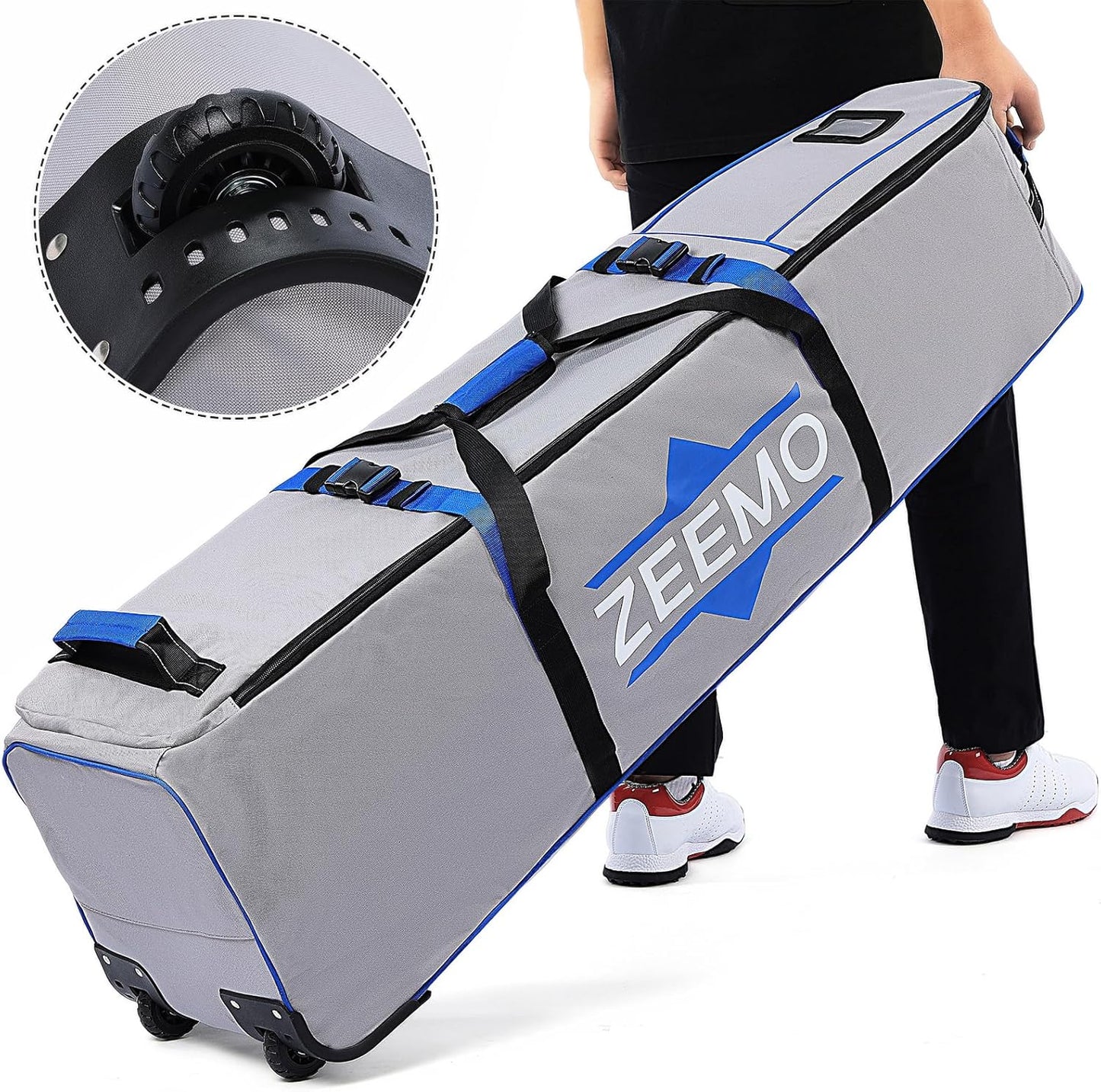 ZEEMO Golf Travel Bag, Full-Open Protective & Wheeled Airline-Approved Case for Clubs, Cart&StandBag, Soft-Sided Waterproof Cover Made of Heavy Duty Oxford