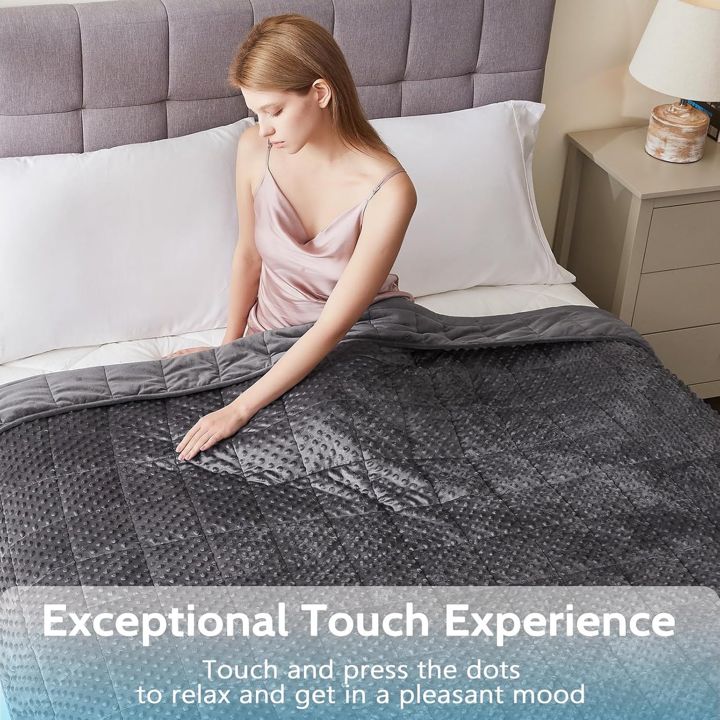 L'AGRATY Weighted Blanket for Adult - 60"x80" 20lbs Minky Dots Heavy Blanket with Glass Beads: Soft Breathable for All-Season Summer Fall Winter Thick Comfort for Sleeping